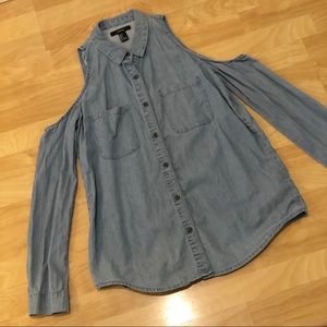 Cold shoulder button down